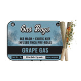 GRAPE GAS<br> ICE HASH + EXOTIC KIEF INFUSED PRE-ROLLS 5G TIN