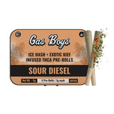 SOUR DIESEL<br> ICE HASH + EXOTIC KIEF INFUSED PRE-ROLLS 5G TIN
